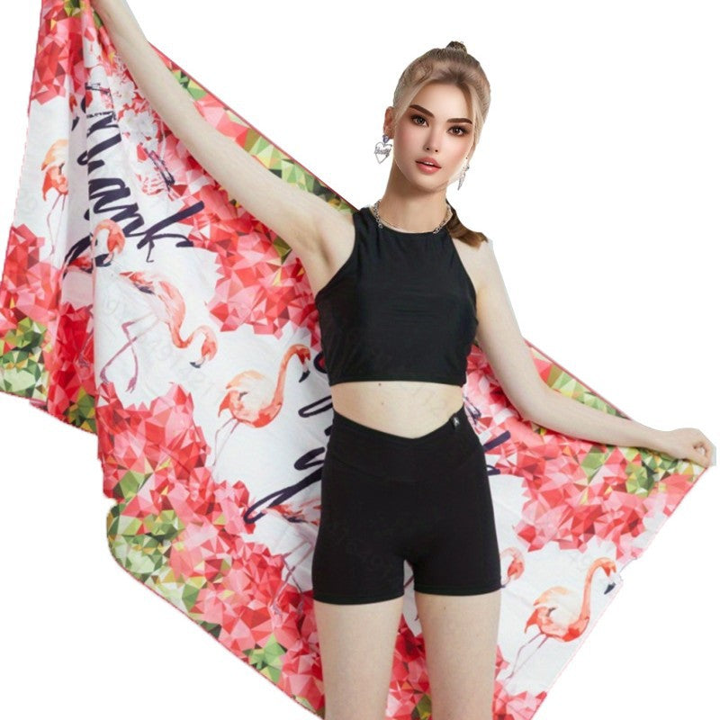 Women's beach towel with colorful flamingo design Kalsten