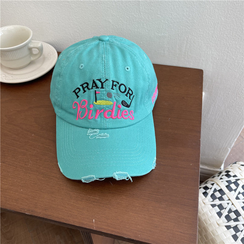 Women's Casual Distressed Embroidered Baseball Cap Kalsten