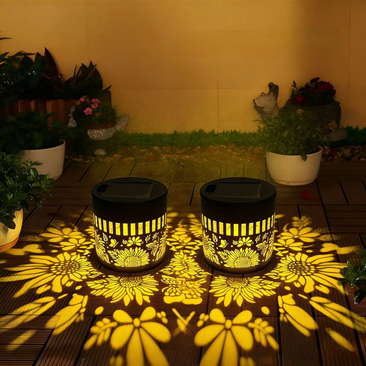 Solar Projection Garden Light With Decorative Floral Pattern And Dusk-To-Dawn Sensor Kalsten