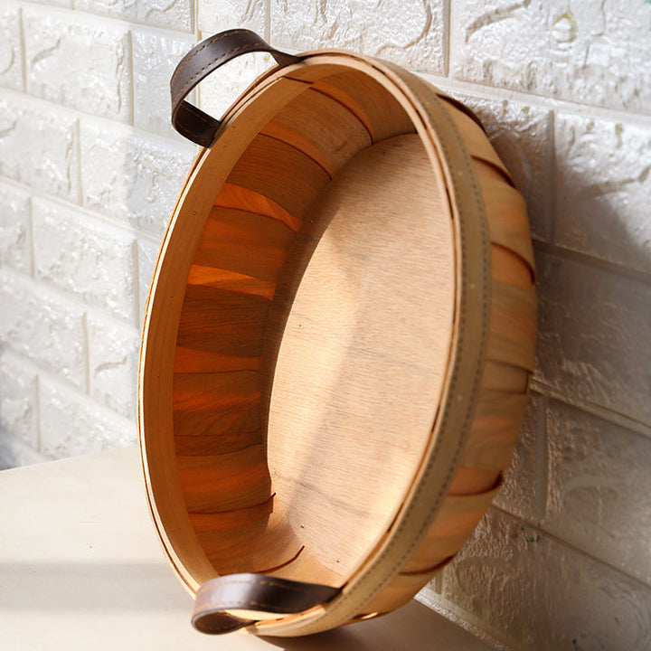 Unisex Handcrafted Basket with Leather Handles Kalsten