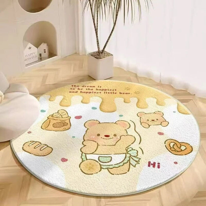 Cute Bear-Themed Round Area Rug