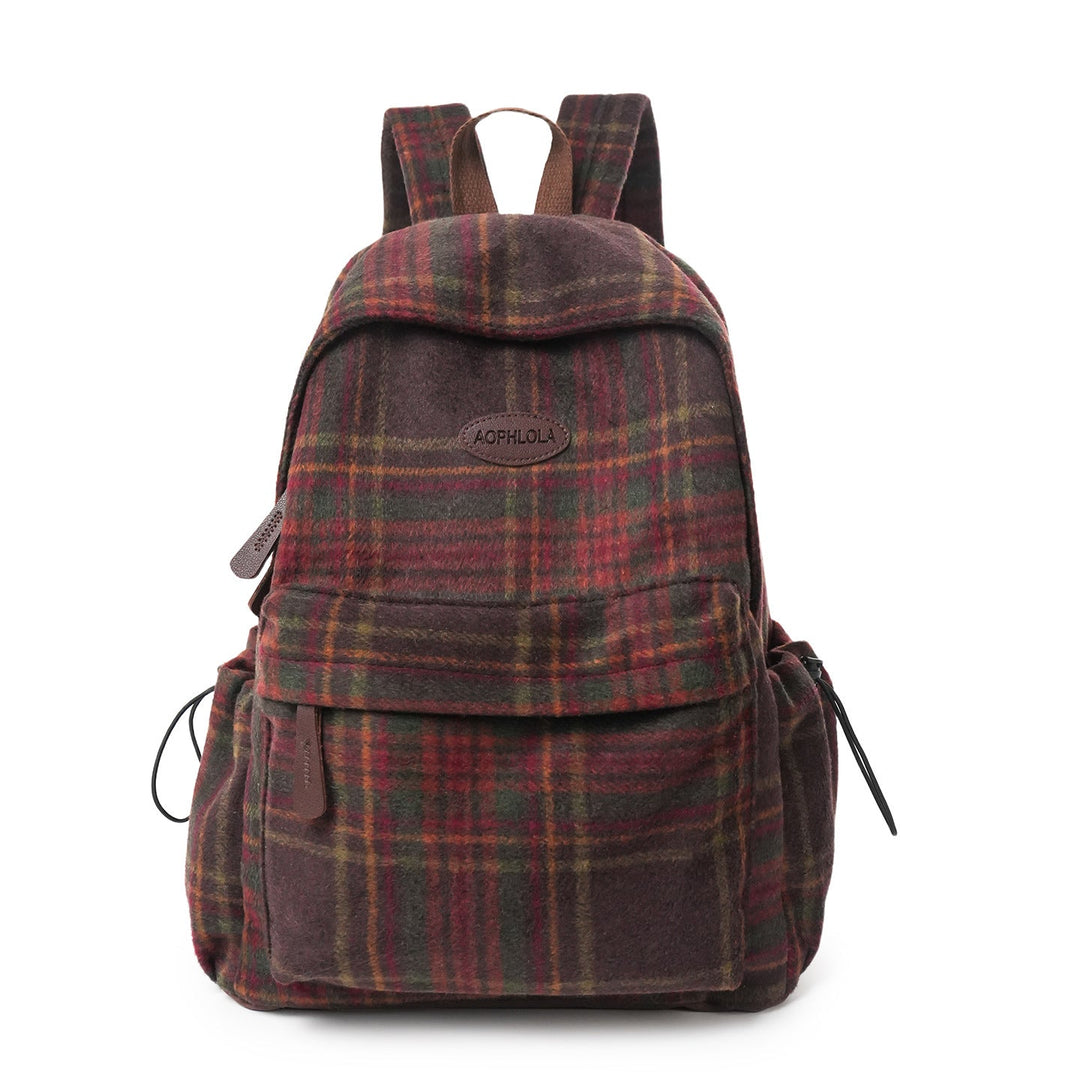 Cozy Plaid Patterned School Backpack Kalsten