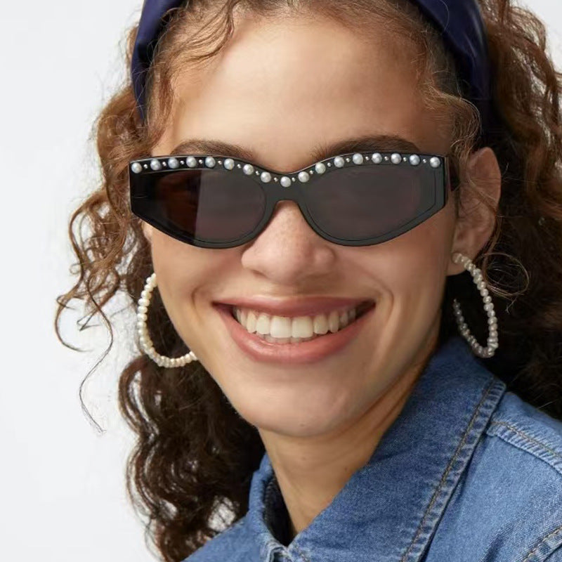 Women's Cat-Eye Sunglasses with Sparkling Rhinestone Accents and Animal Pattern Kalsten