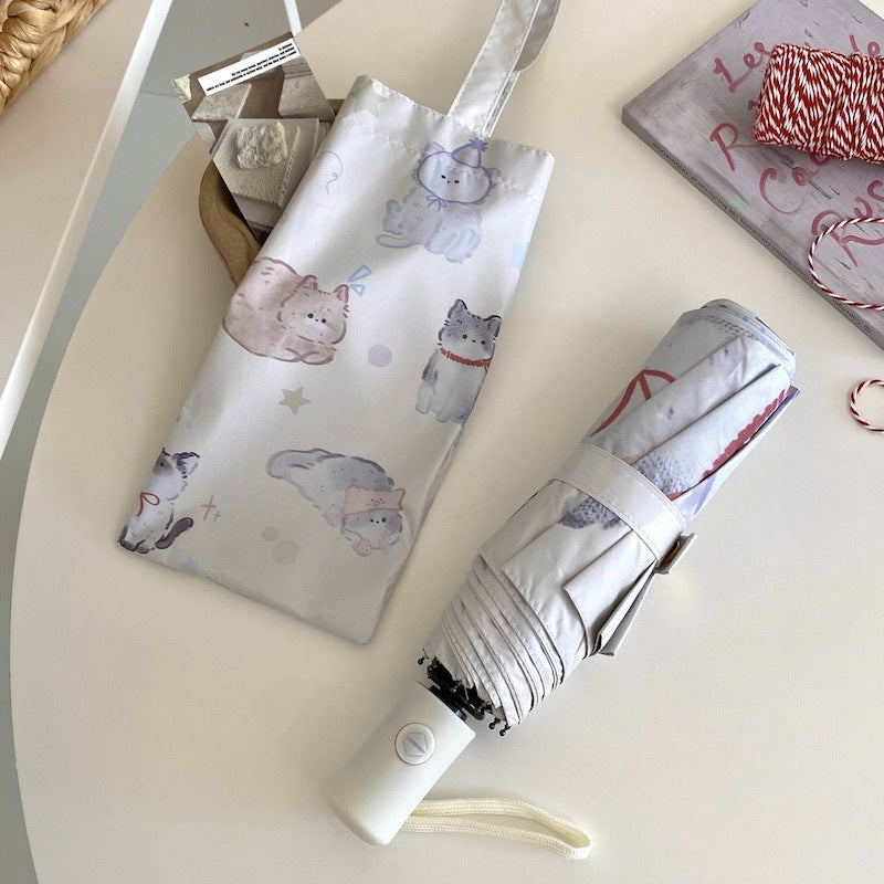 Women's Foldable Umbrella with Charming Cat Pattern Kalsten