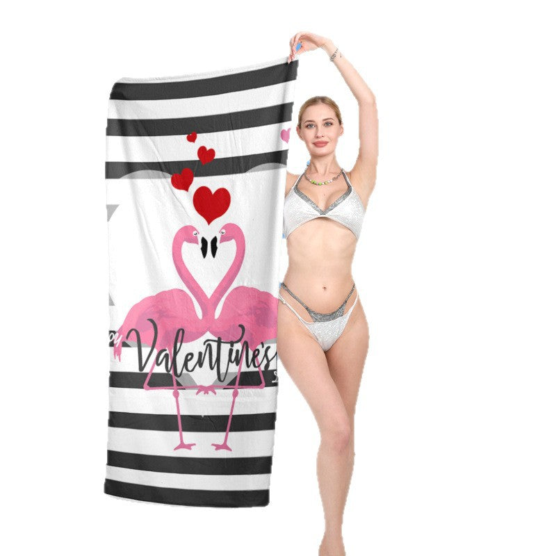 elegant and functional beach towel with tropical flamingo design Kalsten