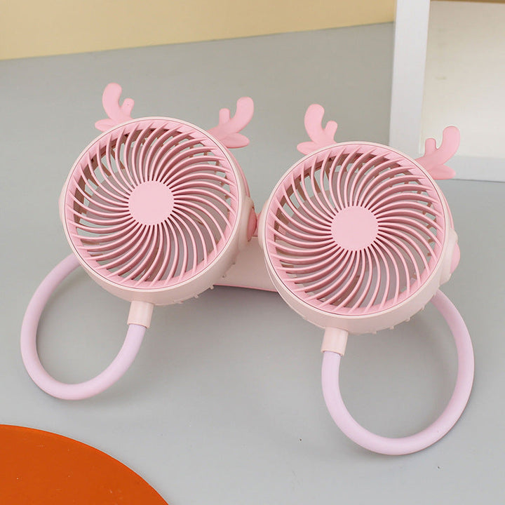 Women's Wearable Neck Fan with Dual Rotating Blades Kalsten