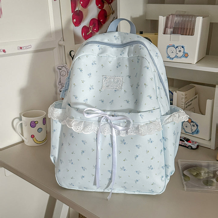 Floral-Embellished School Backpack