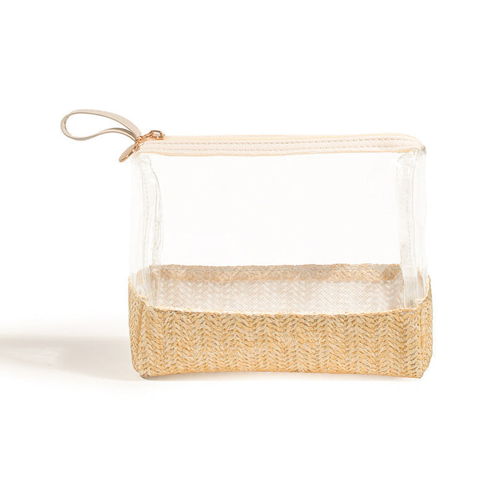 Cosmetic bag made of transparent material with woven bottom Kalsten