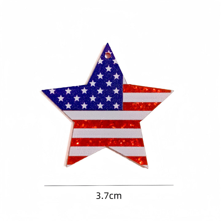Unisex nan heart-shaped USA flag pendant acrylic with hole Kalsten