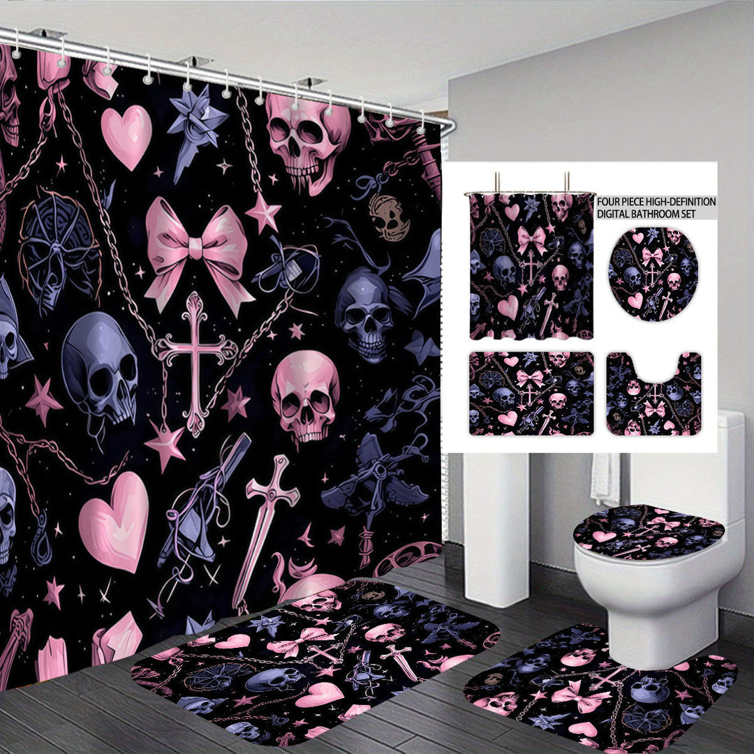 Artistic Skull and Floral Themed Bathroom Set Kalsten