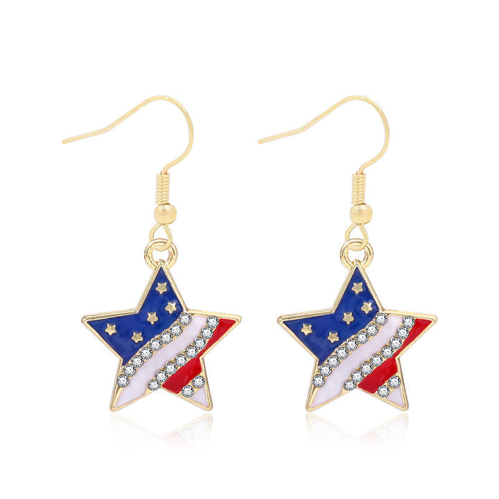Women's long multi-layer star drop earrings with crystal embellishments and rhodium-plated alloy Kalsten