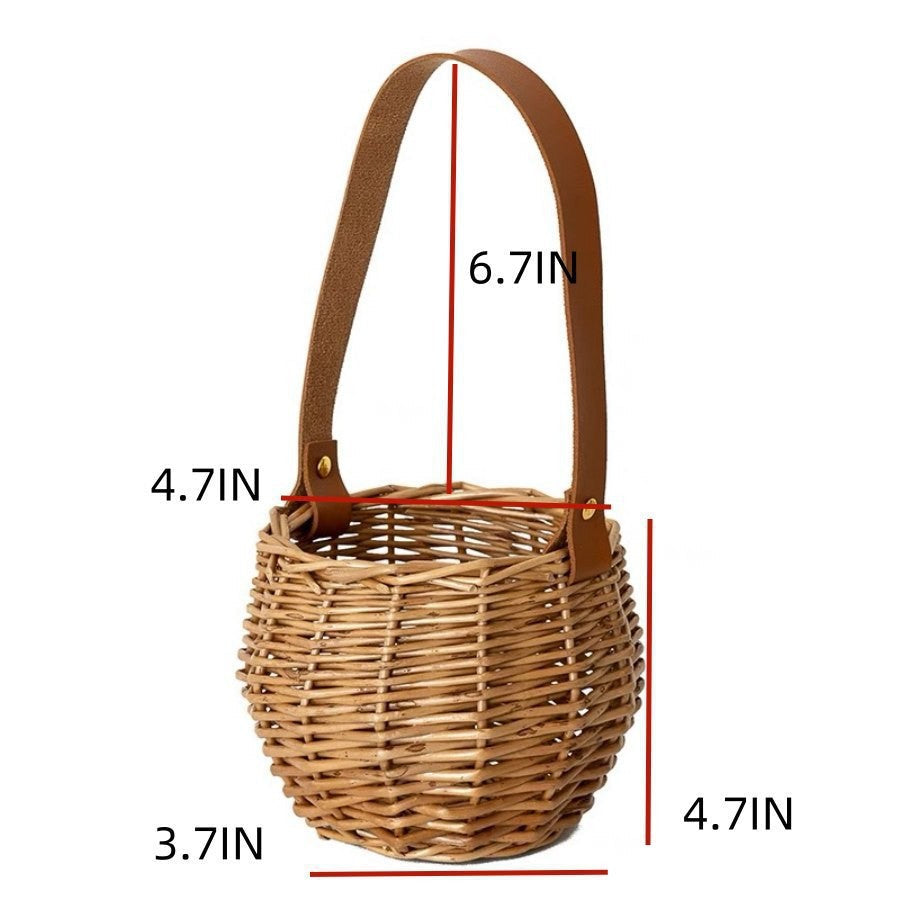 Ladies basket bag with tasteful leather handle Kalsten