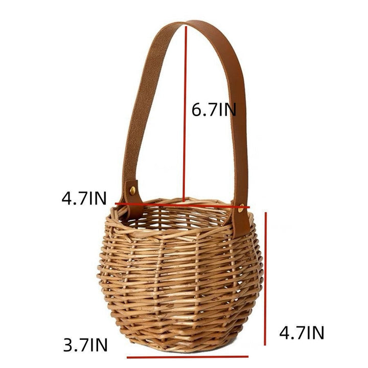 Ladies basket bag with tasteful leather handle Kalsten