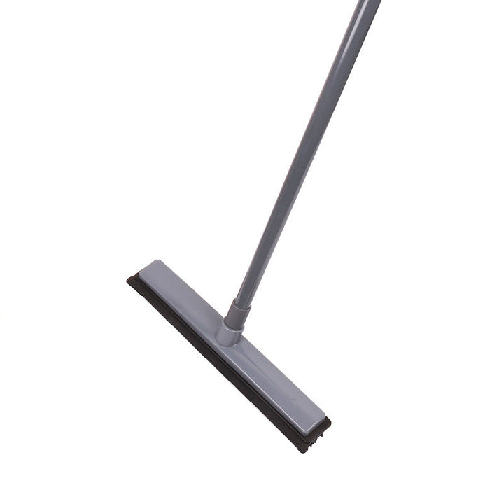 Heavy-Duty Rubber Floor Squeegee With Telescopic Handle And Angled Swivel Head
