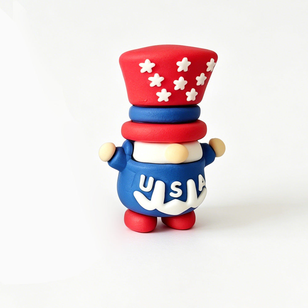 Unisex nan handcrafted decorative gnome set made of air-drying modeling clay with star and heart appliqué Kalsten