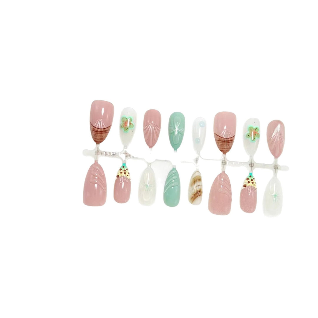 Artificial nails with elegant 3D flower and gradient design Kalsten