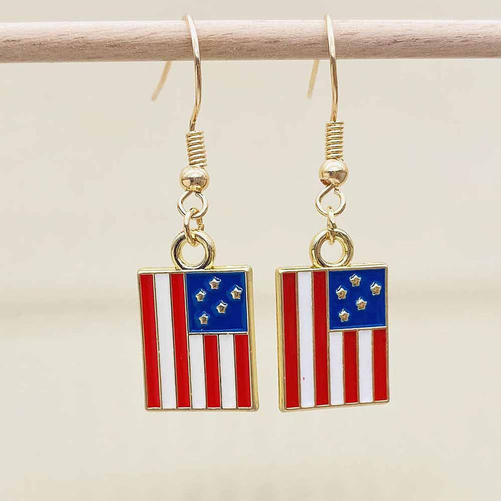 Women's filigree drop earrings with enameled flag pendants and metal hook closure Kalsten