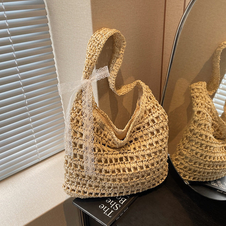 Handmade beach bag with lace Kalsten