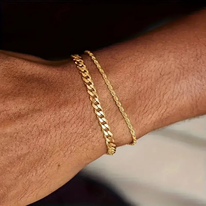Layered Textured Chain Bracelet Kalsten