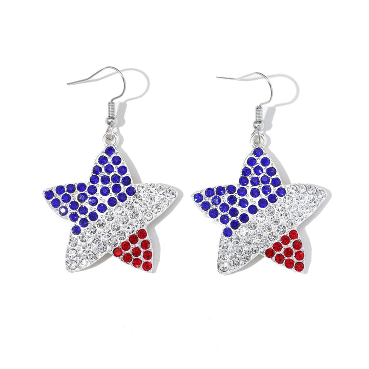 Women's long multi-layer star drop earrings with crystal embellishments and rhodium-plated alloy Kalsten