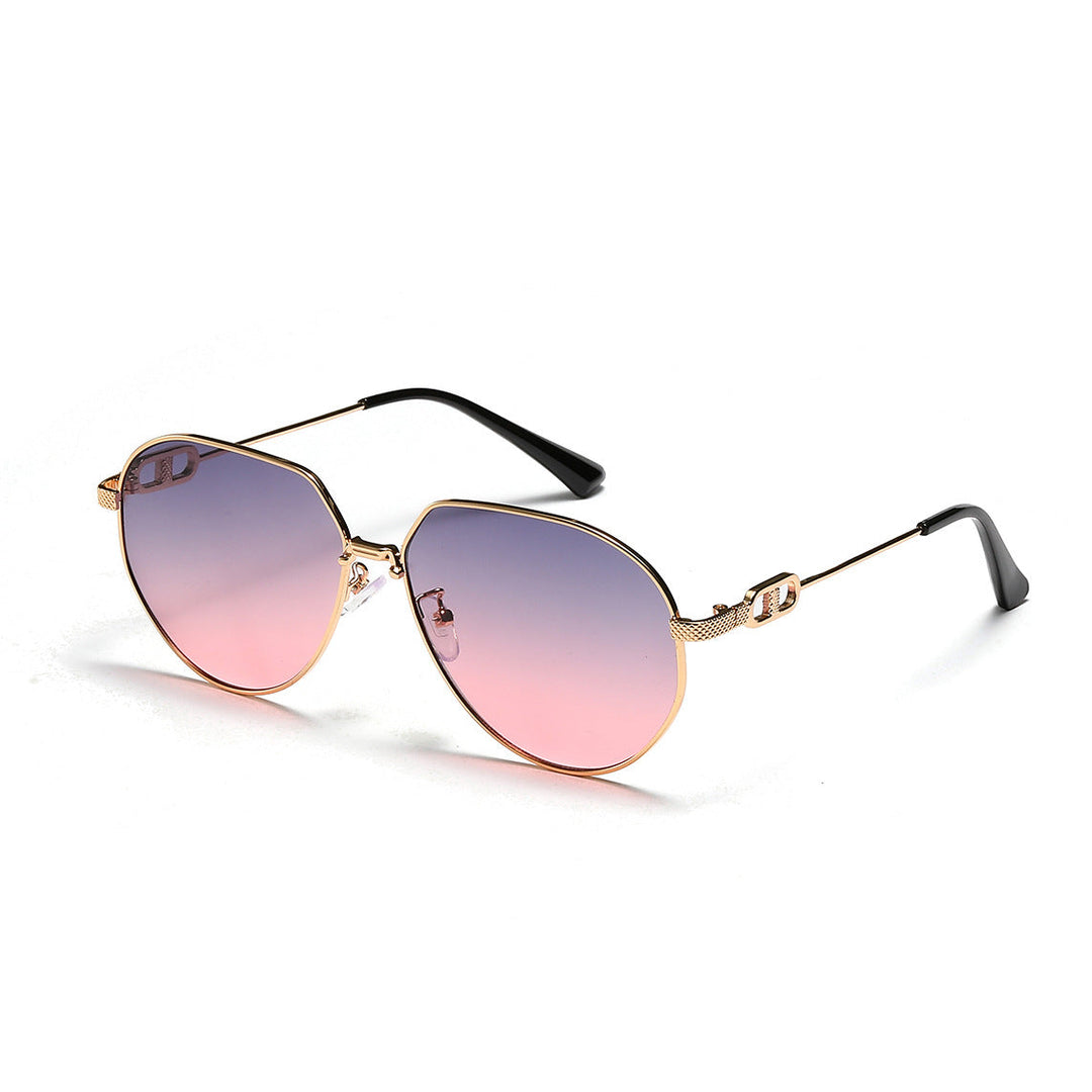 Ladies stylish oval sunglasses with fashionable metal frame Kalsten