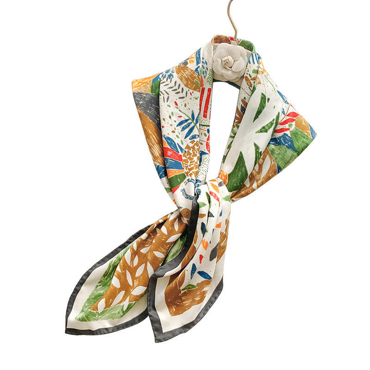 Women's silk scarf in elegant botanical design Kalsten