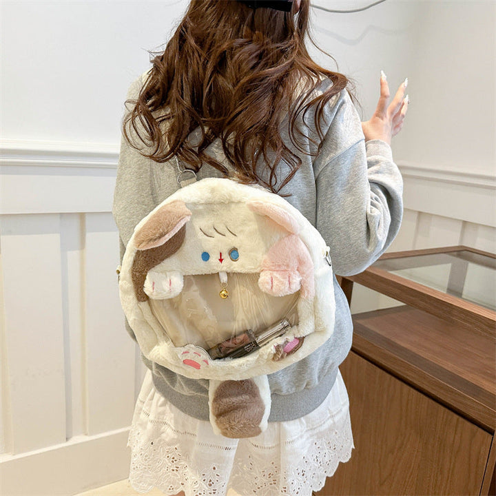 Plush handbag with transparent window Kalsten