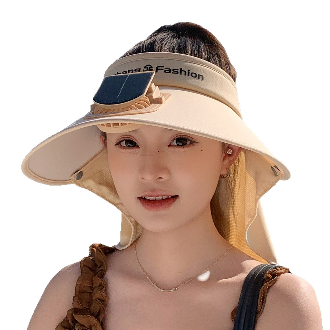 Visor with removable solar clip fan and UV protection neck strap Kalsten