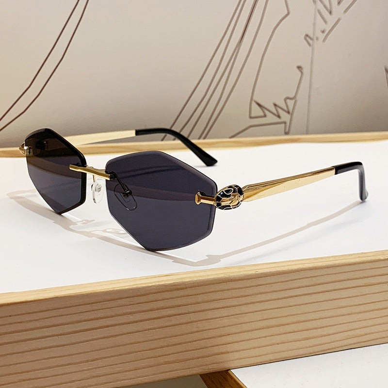 Women's Designer Sunglasses with Hexagonal Frame and Gold Accents Kalsten