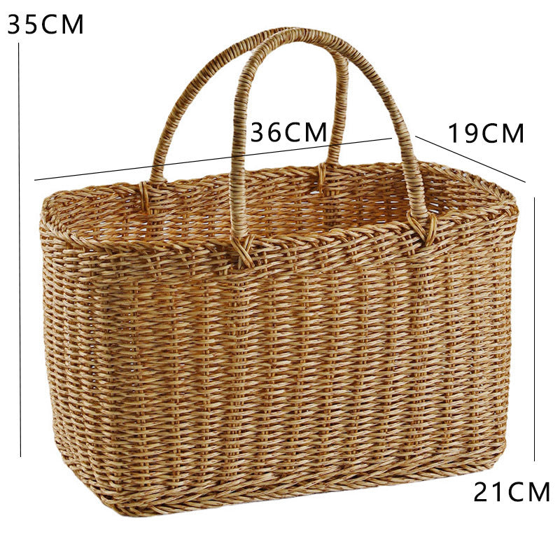 Unisex Handwoven Shopping Basket with Two Handles Kalsten