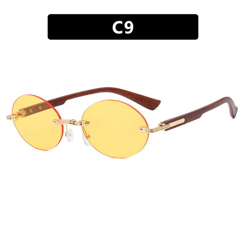 Women's round sunglasses with elegant wooden frame and UV protection Kalsten