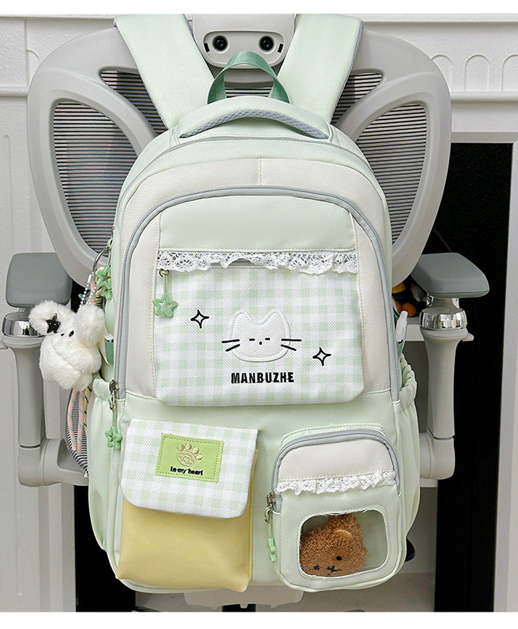 Cute Character Design Multi-Pocket School Backpack