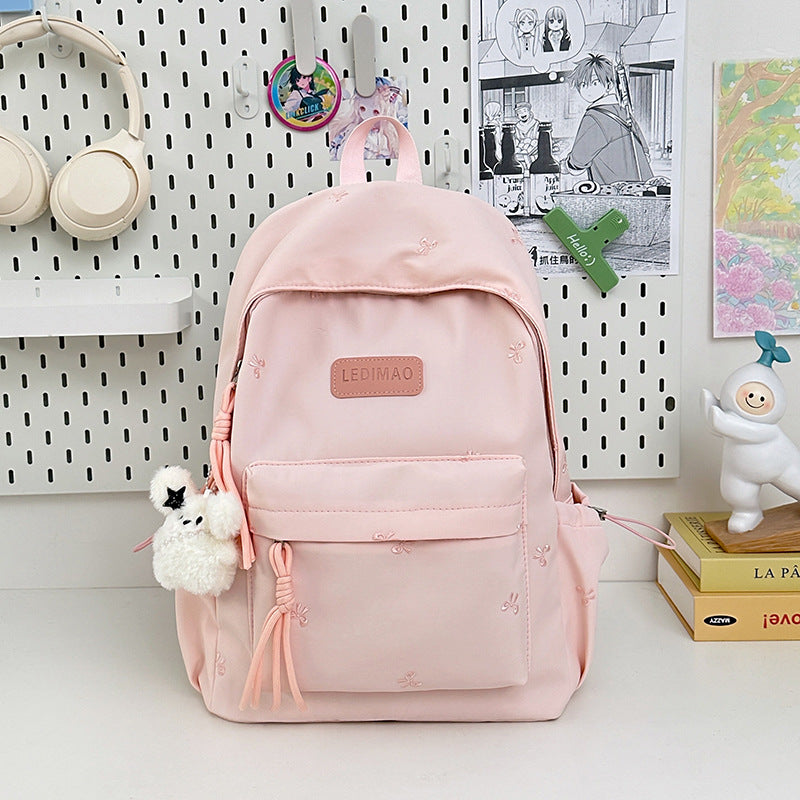 Elegant Floral Embroidered School Backpack