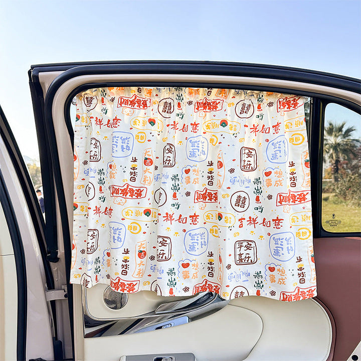 Unisex nan sun protection car curtain with elastic fastening strap and opaque cotton blend Kalsten