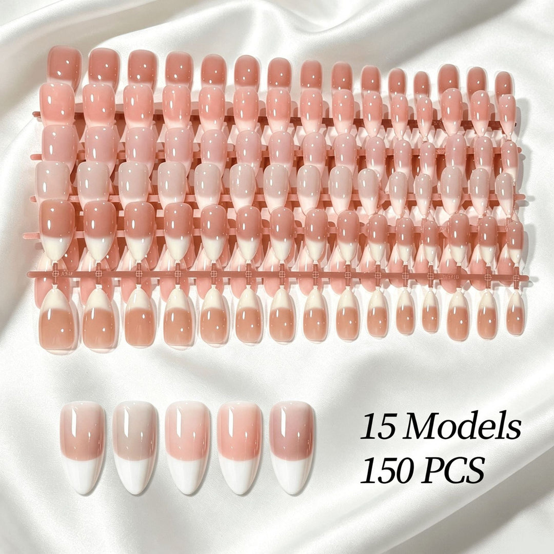 Removable Press-On Nail Set with French Tip Design Kalsten