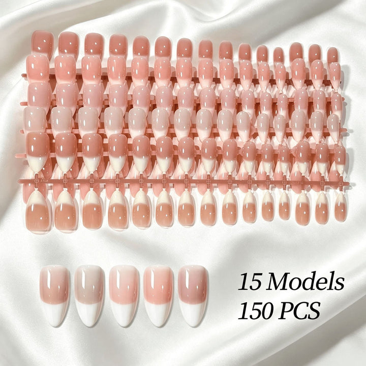 Removable Press-On Nail Set with French Tip Design Kalsten