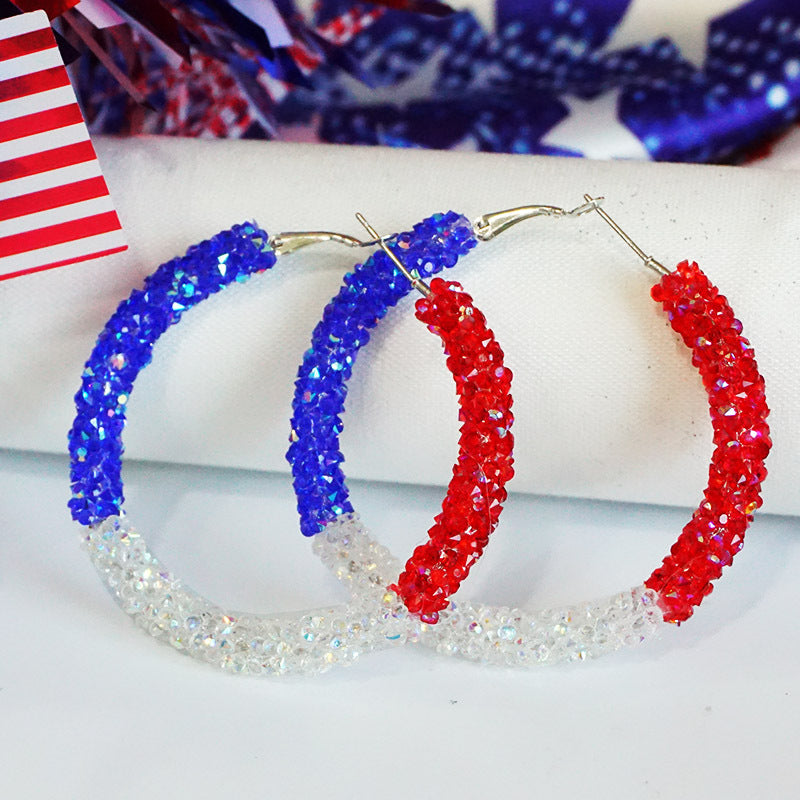 Women's large hoop earrings with rhinestone embellishment and rhodium-plated setting Kalsten
