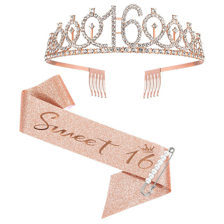 Ladies Sparkling Tiara with personalized 80th Birthday Inscription Kalsten