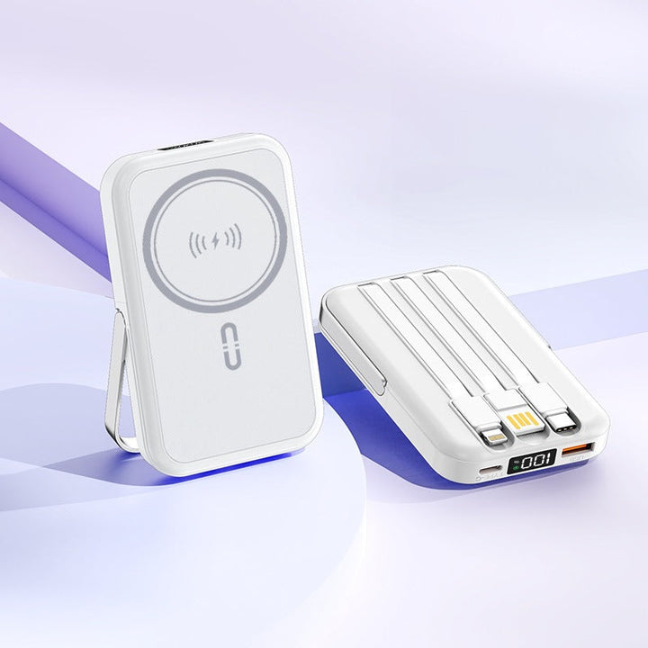 Portable induction power bank with integrated stand and multiple connections Kalsten