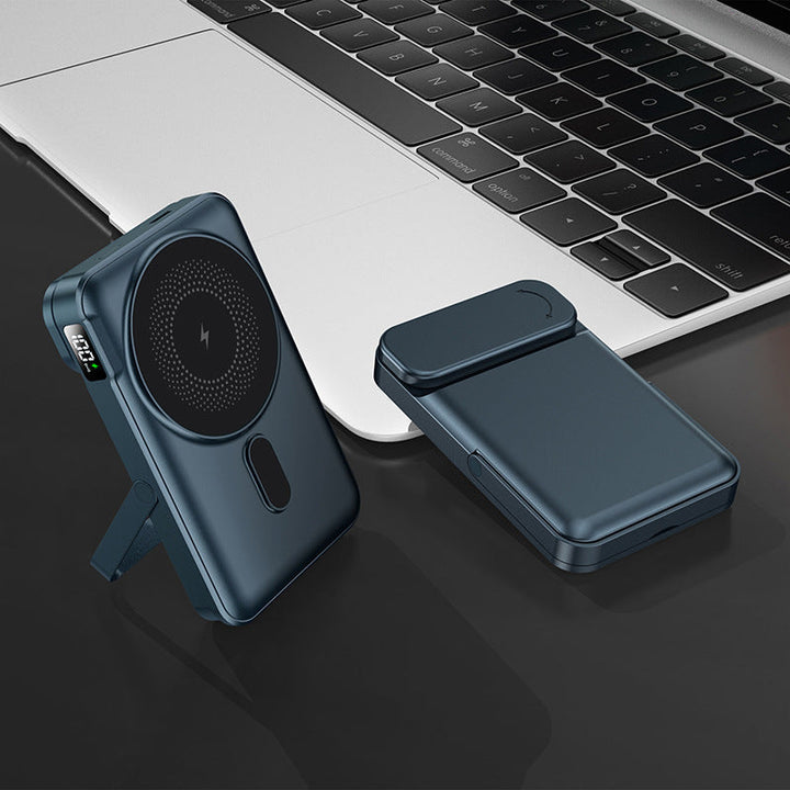 Portable power bank with integrated stand function and digital charging status display Kalsten