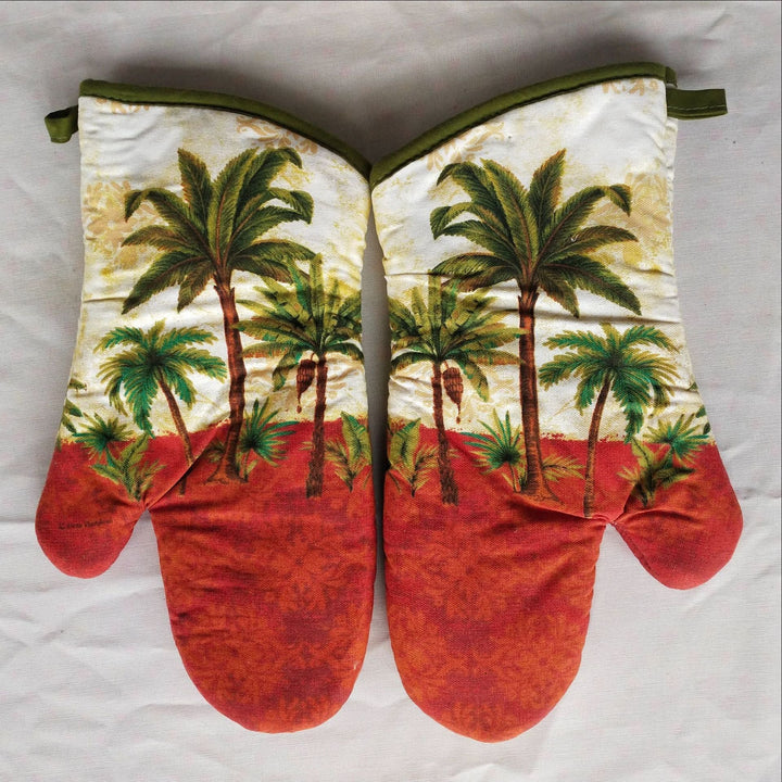 Insulated Double Oven Mitt Pair With Quilted Heat-Resistant Lining And Hanging Loop