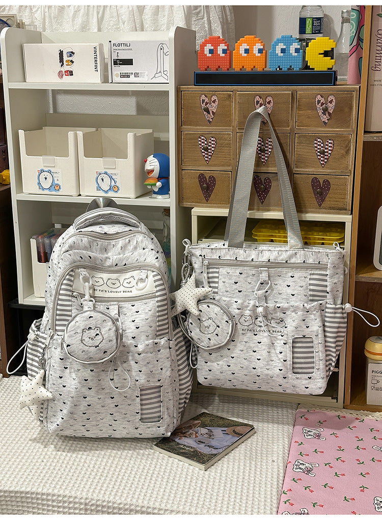Star-Patterned Multi-Pocket School Backpack