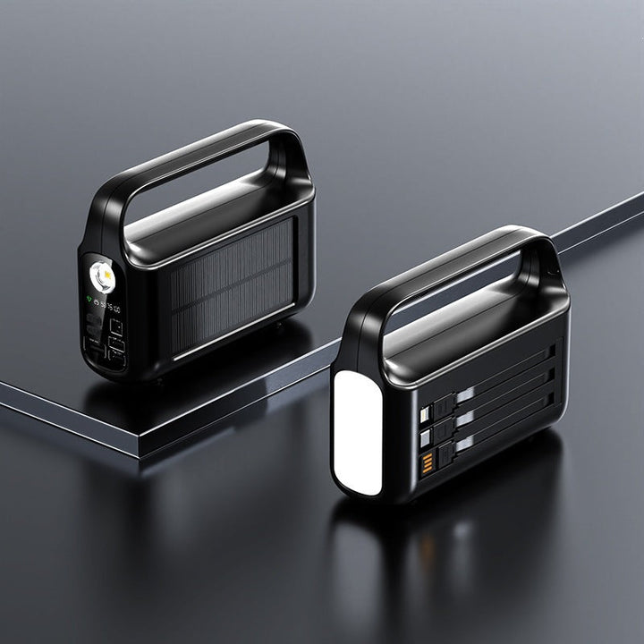 Portable solar power bank with integrated LED display and ergonomic carrying handle Kalsten