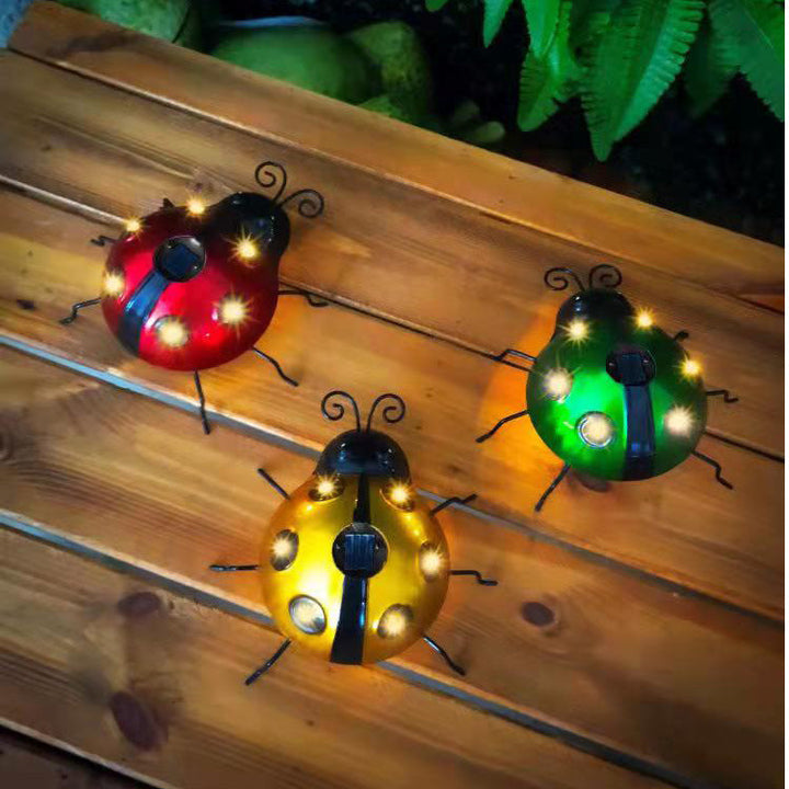 Decorative Solar-Powered Metal Ladybug Garden Lights With Warm LED Accents Kalsten