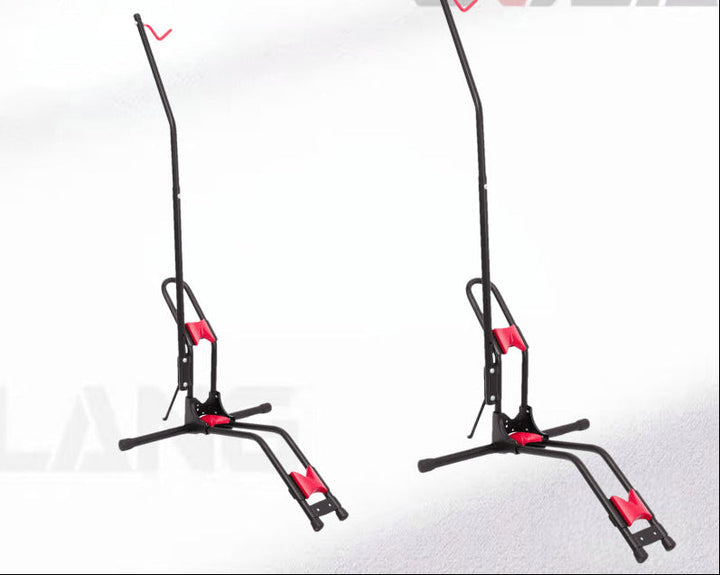 freestanding vertical bicycle repair and display stand with front wheel clamp and foldable tripod base Kalsten