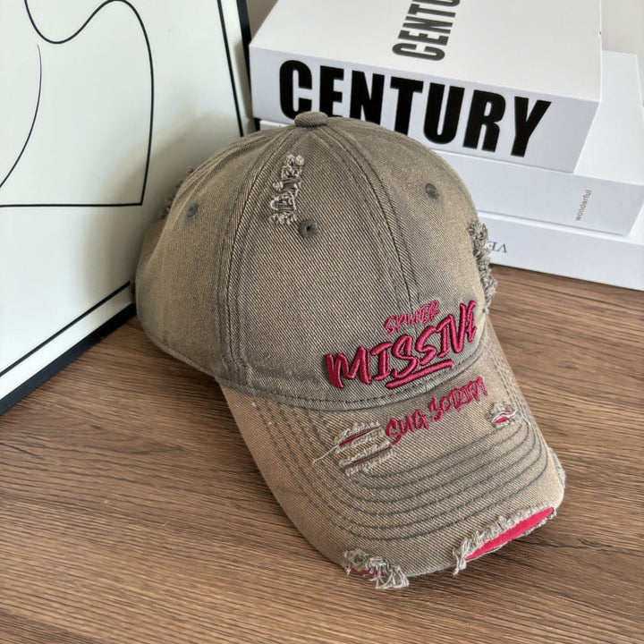 Women's Distressed Denim Adjustable Baseball Cap Kalsten