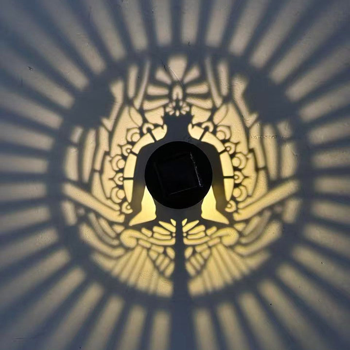 Outdoor Mandala Solar Projection Wall Lights With Patterned Metal Casing And Automatic Dusk-To-Dawn Sensor Kalsten