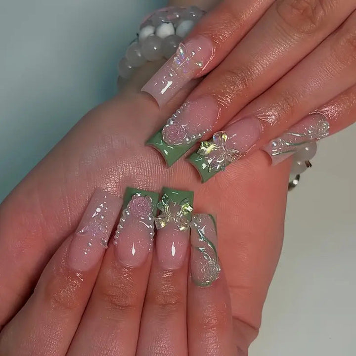Decorative Acrylic Floral Press-On Nail Art Kalsten