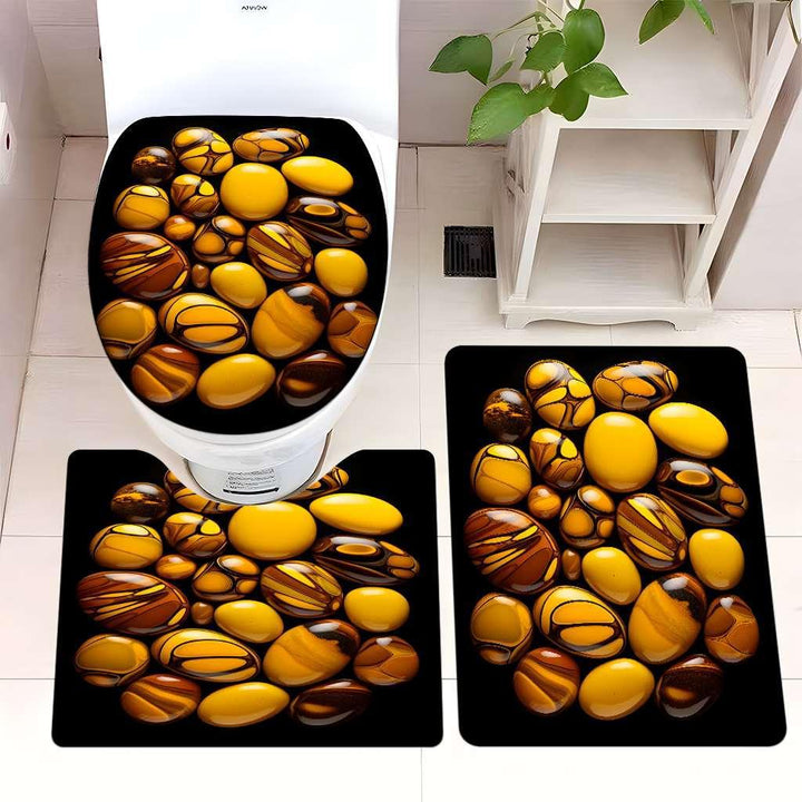 Decorative Pebble Bathroom Mat Set Kalsten