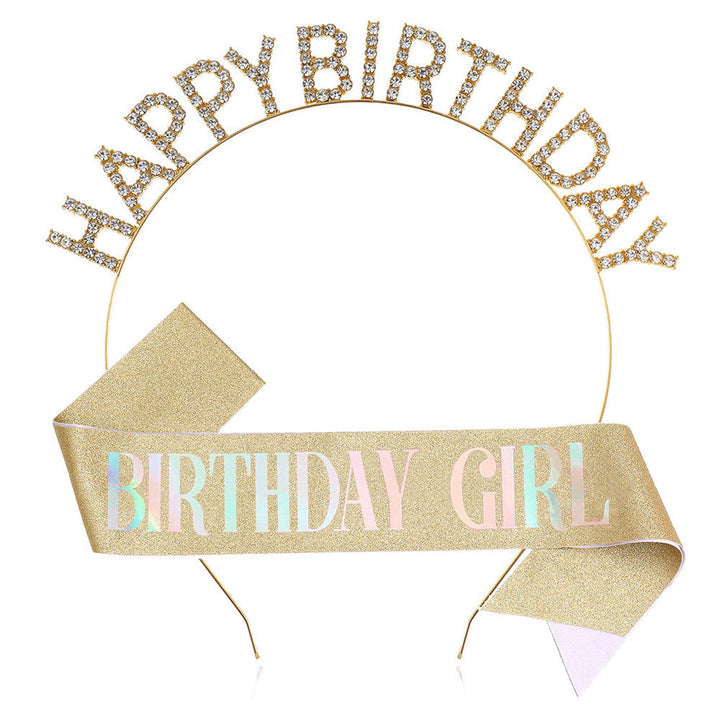 Ladies Glitter Headband with "Happy Birthday" Inscription Kalsten